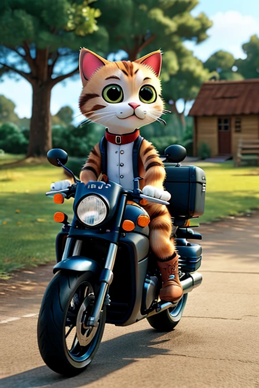 Cat rides a motorcycle,3 Katzen spielen,