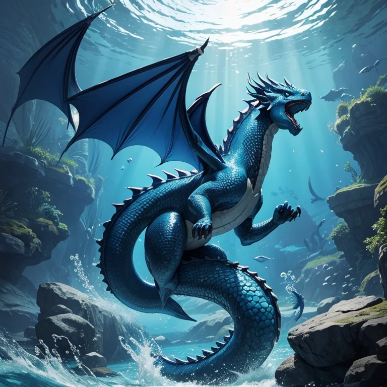 水中有一种Fantasy Creatures(best quality,4K,8k,High level,masterpiece:1.2),Ultra Detailed,(lifelike,Photo real,Photo real:1.37),Highly detailed animals,Complex patterns,Realistic lighting,Fantasy Creatures