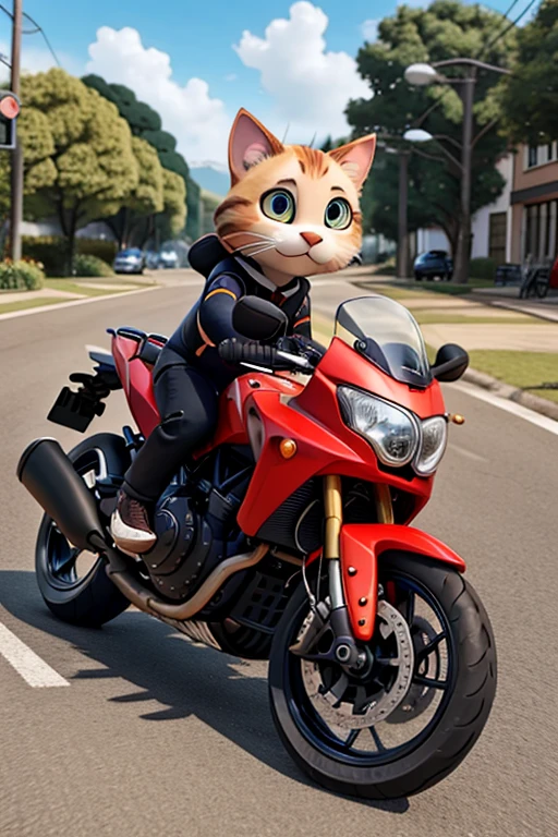 Katze baut Unfall mit Motorrad,falls down,Katze weint,tears