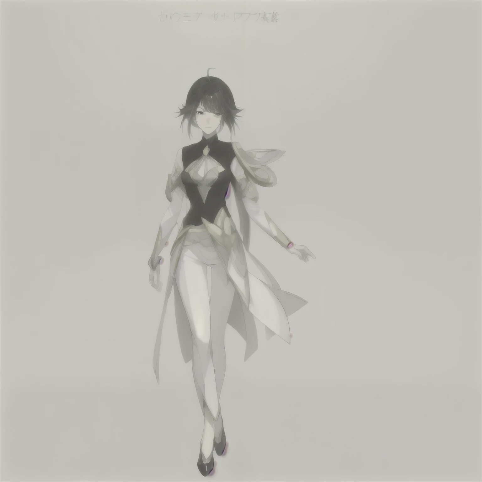 Tales of the Series、Beauty、adult woman、Mutsumi Inomata style、A picture of a black-haired woman in a white suit, anime Full body illustration, Official character illustration, costume design,girl cartoon character design, one character whole body, full body portrait of character, full body character design, Full body illustration, Mutsumi Inomata