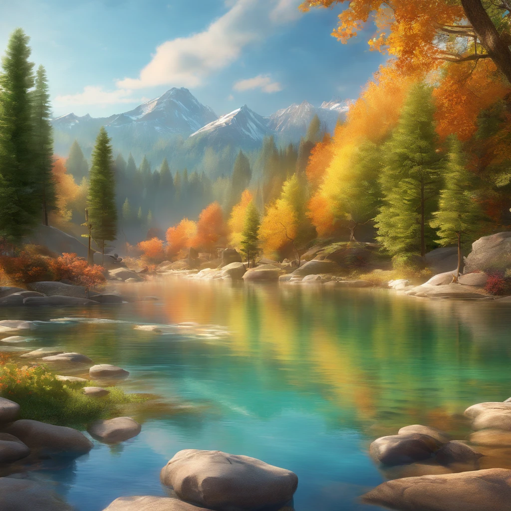 (best quality,4k,8k,highres,masterpiece:1.2),ultra-detailed,(realistic,photorealistic,photo-realistic:1.37),beautiful strokes of lake, mountains, and scenery, peaceful atmosphere, serene composition, vibrant colors, vivid brushstrokes, detailed texture, realistic portrayal of water reflections, breathtaking landscape, picturesque view, magnificent panorama, stunning artistry, harmonious blend of light and shade, natural beauty, tranquil setting, mesmerizing artwork, skilled craftsmanship, delicate depiction of nature, enchanting scenery, graceful strokes, incredible attention to detail, captivating composition, realistic representation of mountains, lake with crystal-clear waters, lush greenery, gentle breeze, soft sunlight, harmonious color palette, serene ambiance, inviting exploration, evokes a sense of calmness and tranquility, immerse yourself in the beauty of nature.