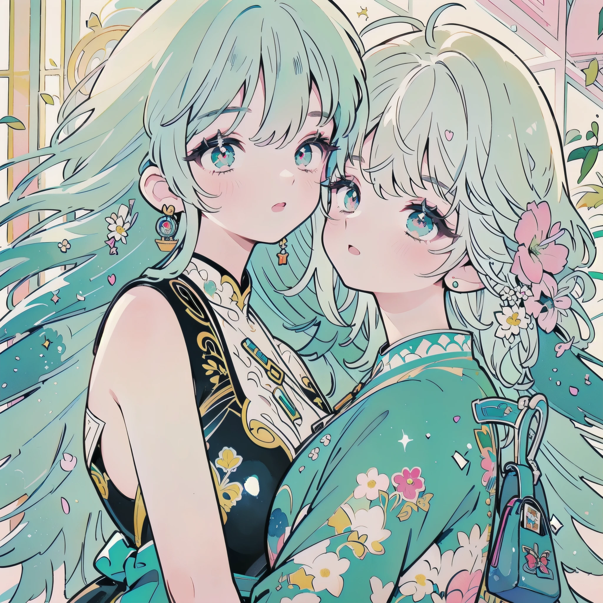 solo, goddess, ((ultra-detailed face), (deep detailed eyes), (sparkling eyes), (((dynamic angle))), ((dynamic lighting:1.2)), (((thicc))), Mr.々colored hair, straight hair, dull bangs, pink eyes, Beautiful Girls in Anime ,clean small surfaces, ((Full of sweets, full of flowers, full of feathers、jewelry))、((purse your lips, Throw kiss, flirty smile)), 1 cute girl, highest quality、ウルトラ - High resolution、High resolution、Detailed CG、8k unit wallpaper、17 years old、fine and beautiful eyes, (((Different types of colorful super shiny latex swimsuits)))、(shiny body,:1.8)、(Mr.々Fashion), big breasts、full of embarrassment、(Ahegao:1.5), (Please stick out your tongue a little), light and wind、Richly colored、Alphonse Mucha, shine, watercolor, abstract art, intricate details