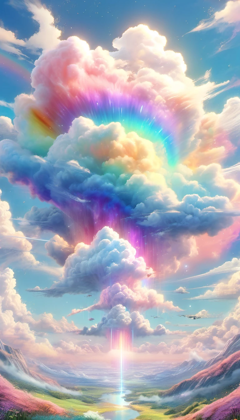 pastel colored rainbow clouds、Oguchi Shinkami like a cloud（white wolf）