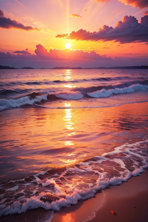the pristine beauty of the sunset, with the sun casting long, elegant shadows on the water's surface. The horizon is ablaze with intense oranges, pinks, and reds, giving way to the deepening blues and purples of the twilight sky. The colors are so vivid and lifelike, it's as if the viewer is right there, experiencing the sunset in person.
This masterpiece of a photograph, with a resolution of 8K and HDR, showcases every intricate detail and texture with unparalleled clarity. The sunset scene is a testament to the power of photography, capturing moments of natural beauty and wonder that can be tre