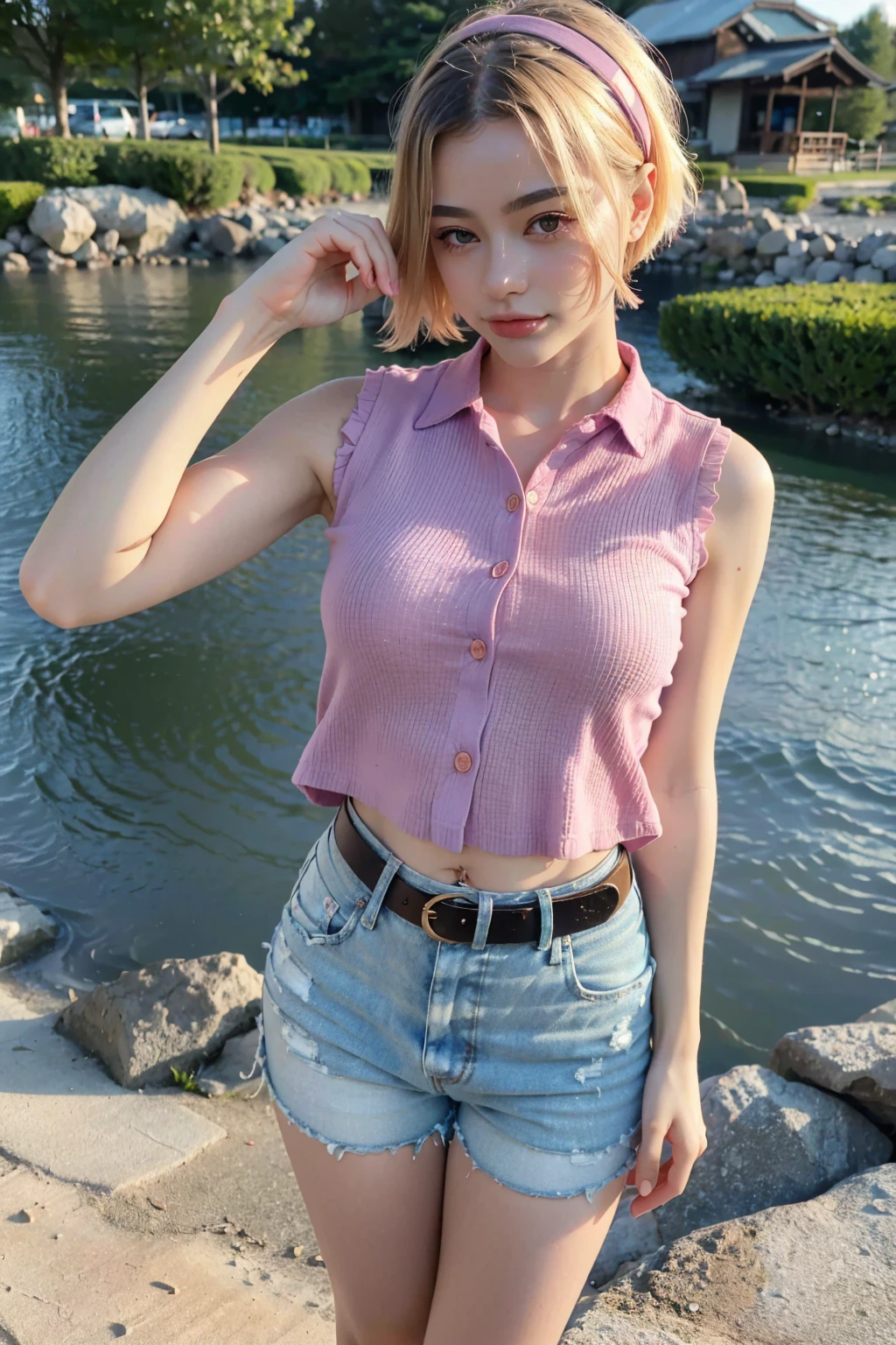 masterpiece, 最high quality, 18 year old girl,Pink Hair ,short hair,alone, ,Facing forward,smile,Smile,high quality,mini skirt,horse riding