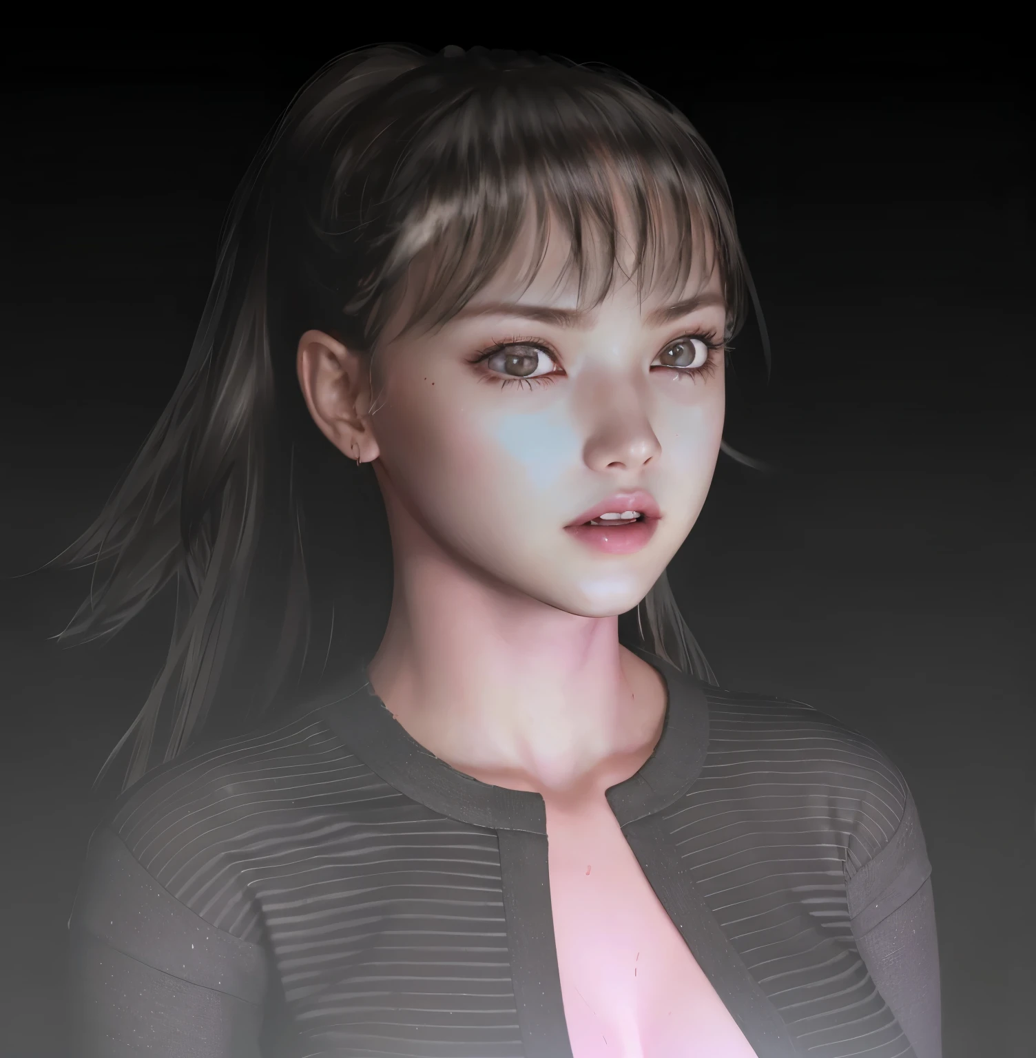 Close-up individual portraits'Unique personality and characteristics, 32k, very detailed, beautiful 25 year old girl crying, sorrow, 1 clear tier, Trends on ArtStation, sharp focus, studio photography, intricate details, very detailed, By Gregg Rutkowski、((sense of tragedy、fall into fear、sad;I'm about to cry))、(8K, highest quality, masterpiece:1.2), (realistic, photo-realistic:1.37),(((sweaty skin、cheeks are red)))、 Super detailed,highest quality, ultra high resolution, professional lighting, photon mapping, radio city, Physically based rendering, cinematic lighting, midnight road,Depth of written boundary, sharp focus,Tsujimitsu, good composition,(Bokeh:1.2) 1 girl,alone,(whole body), (closed mouth),fine and beautiful eyes, sharp fangs, tight waist,Japanese high school girl, black hair,messy hair,long hair fluttering in the wind,(Ulzzang-6500:1.2) mix 4, hiqcgbody