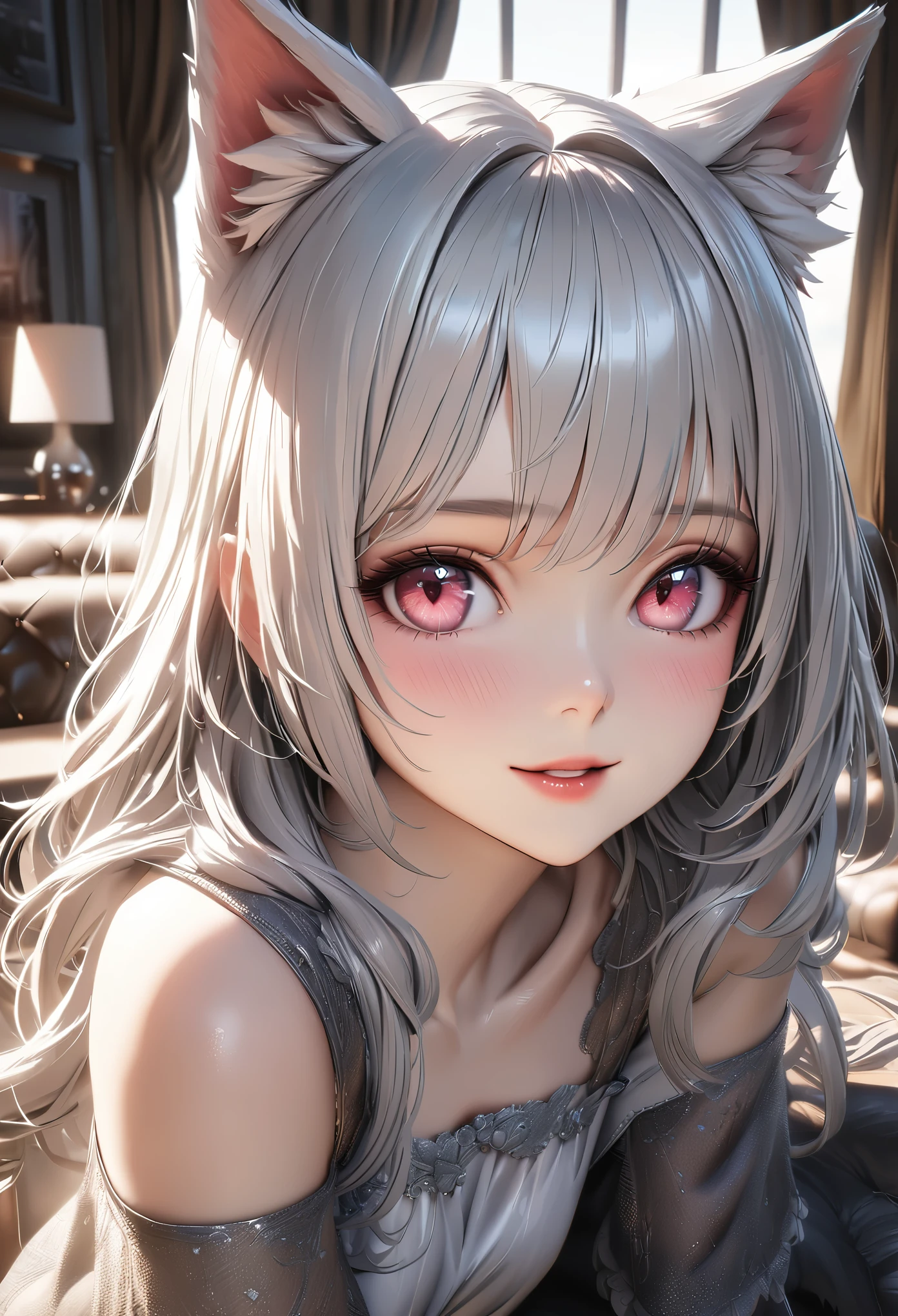 She is a Fire Dragon Beastman, so she doesn't wear any clothes、She doesn't wear underwear because she's a dragon beastman、She is white and has very beautiful skin、Cute eyes、Beautiful pubic area without hair、sexypose、tchibi、Mega Mini、big breasts、fullnude、small areola、