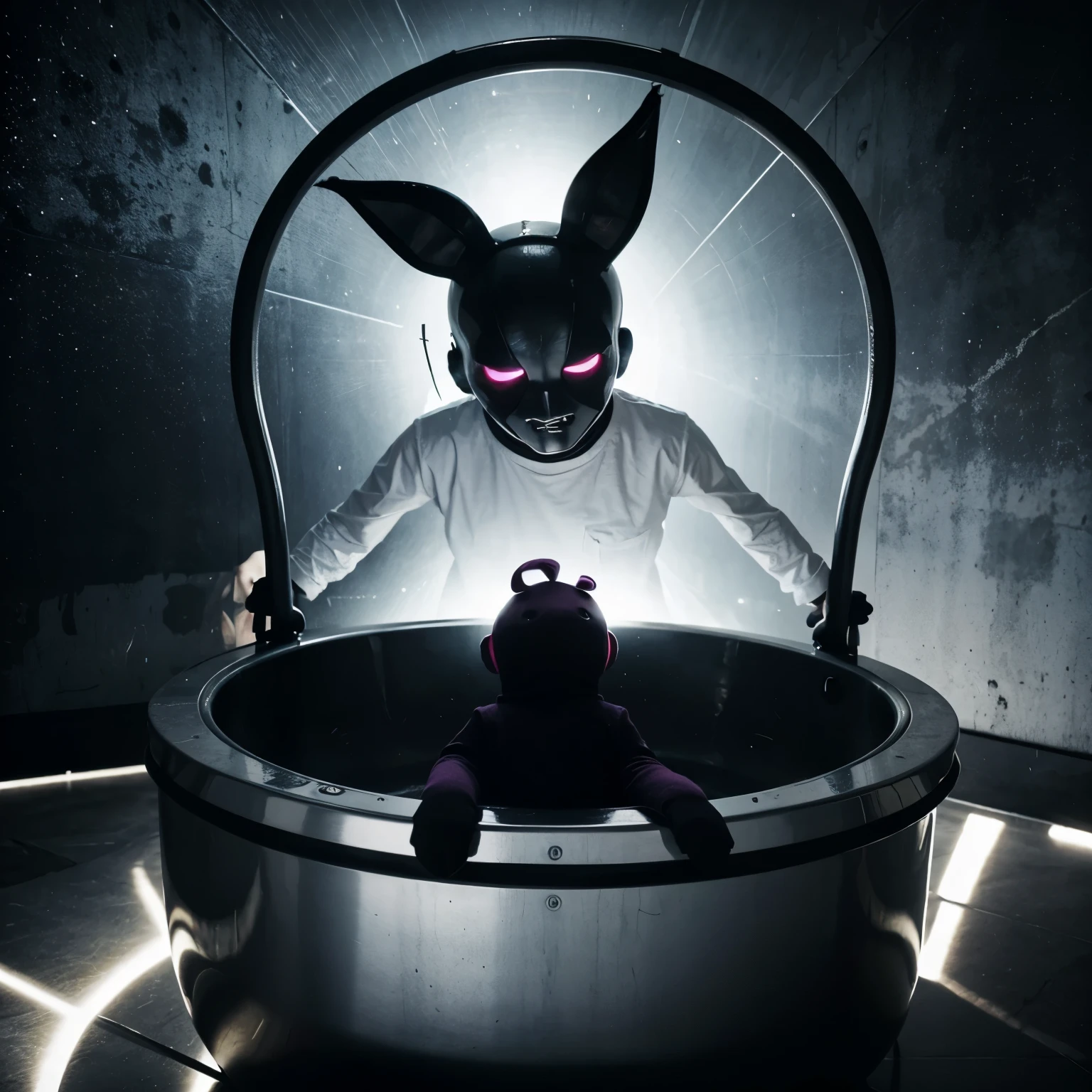 purple cat with a nurse hat on and a nurse holding a tray, pov furry art, hyper realistic content, rim light, sharp post effects render, (glossy metallic texture with multiple big light probe refractions), perfect cgi, anthropomorphic cat, digital art, detailed digital art, reflective, best quality, 4k, masterpiece:1.2, ultra-detailed, realistic, vivid colors, dark and moody lighting, The image of the highest quality, ensuring every detail showcased perfectly. It in 4k resolution, allowing viewers to immerse themselves in the richness of the colors and intricate details. The realistic rendering. under the spotlight, reflecting, high-resolution image, realistic rendering, dark background, and rim light