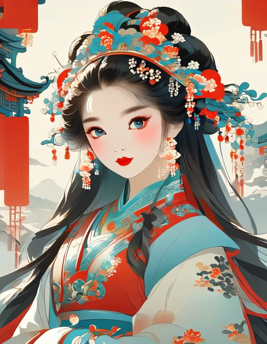 vector art，Peking opera girl，vector illustration vector illustration，Flat design style Flat design style，flat illustration flat illustration