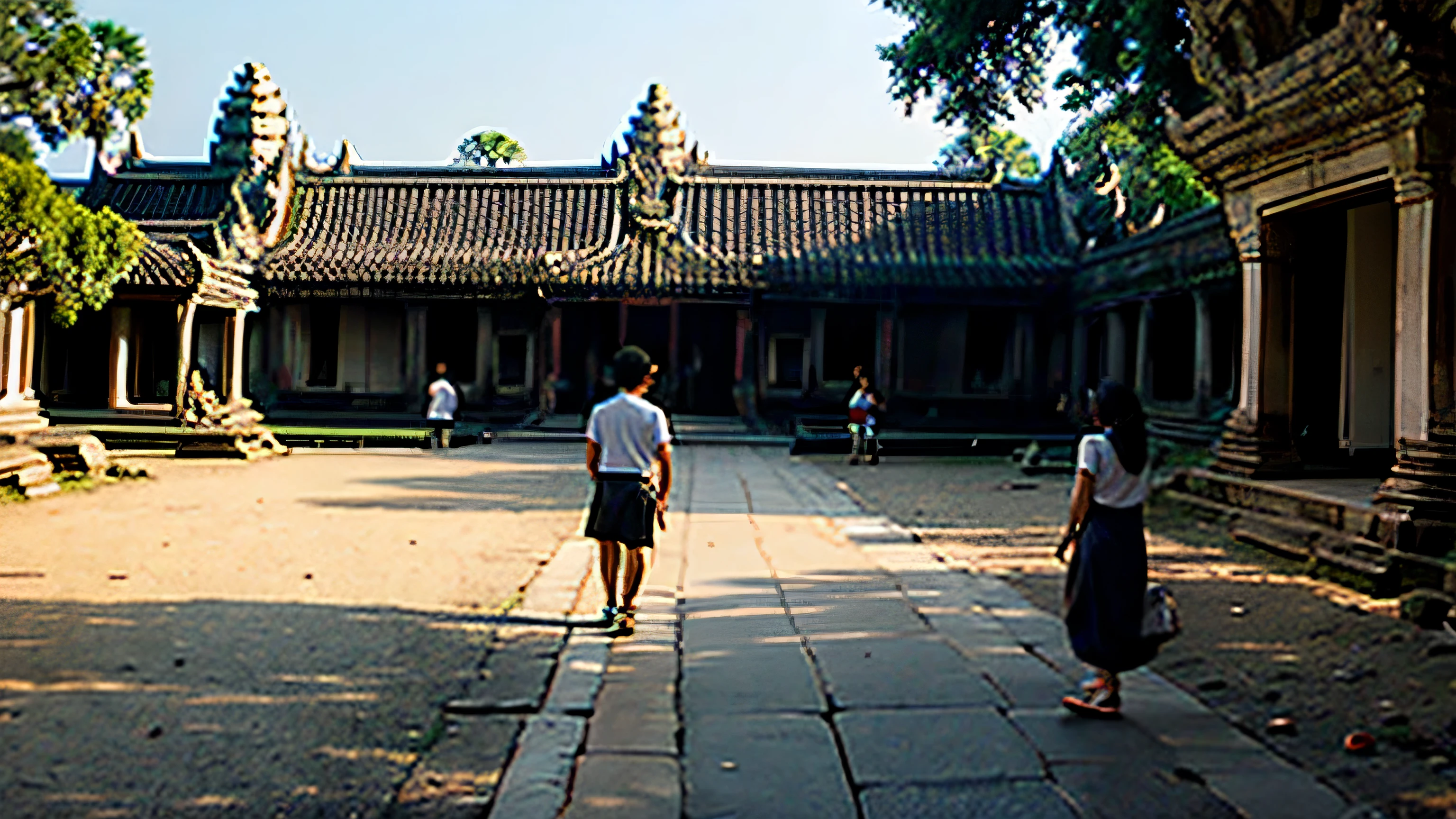 Chinese, several people, dirty clothes, Angkor Wat