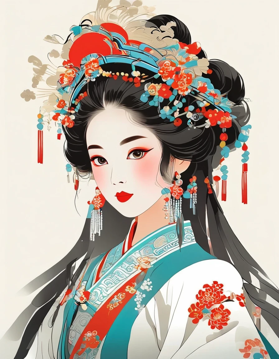 vector art，Peking opera girl，vector illustration vector illustration，Flat design style Flat design style，flat illustration flat illustration