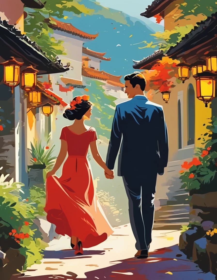 Vector Art ,vector art,Huang ,couple,Beautiful illustration,Clean vector people and landscapes,