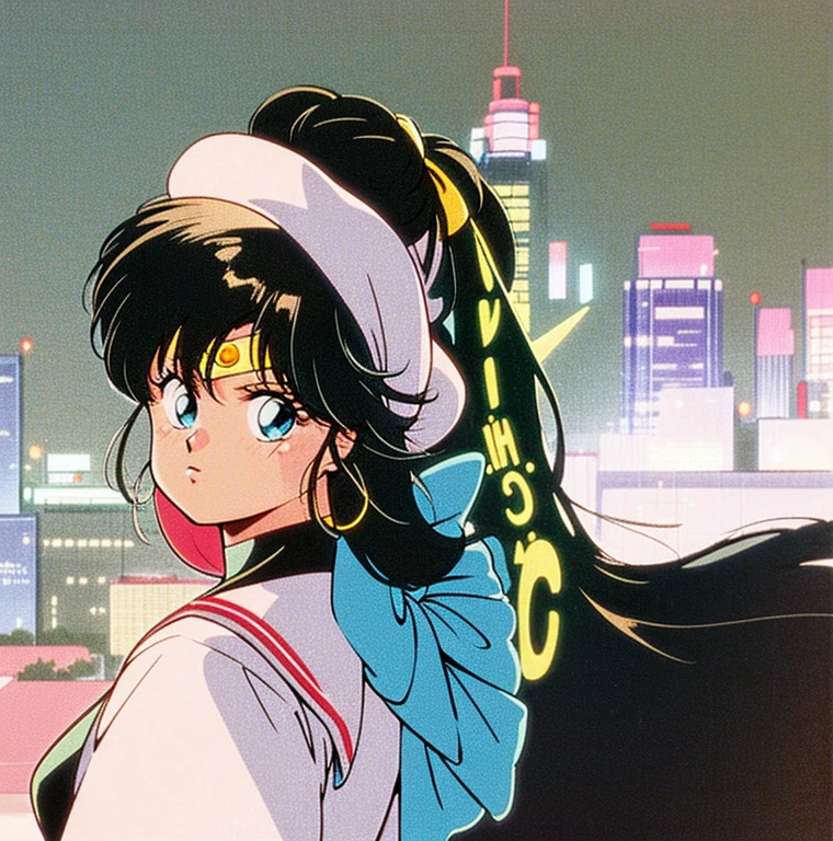 80s anime girl, future, city pop, future funk, cyber punk, sailor moon