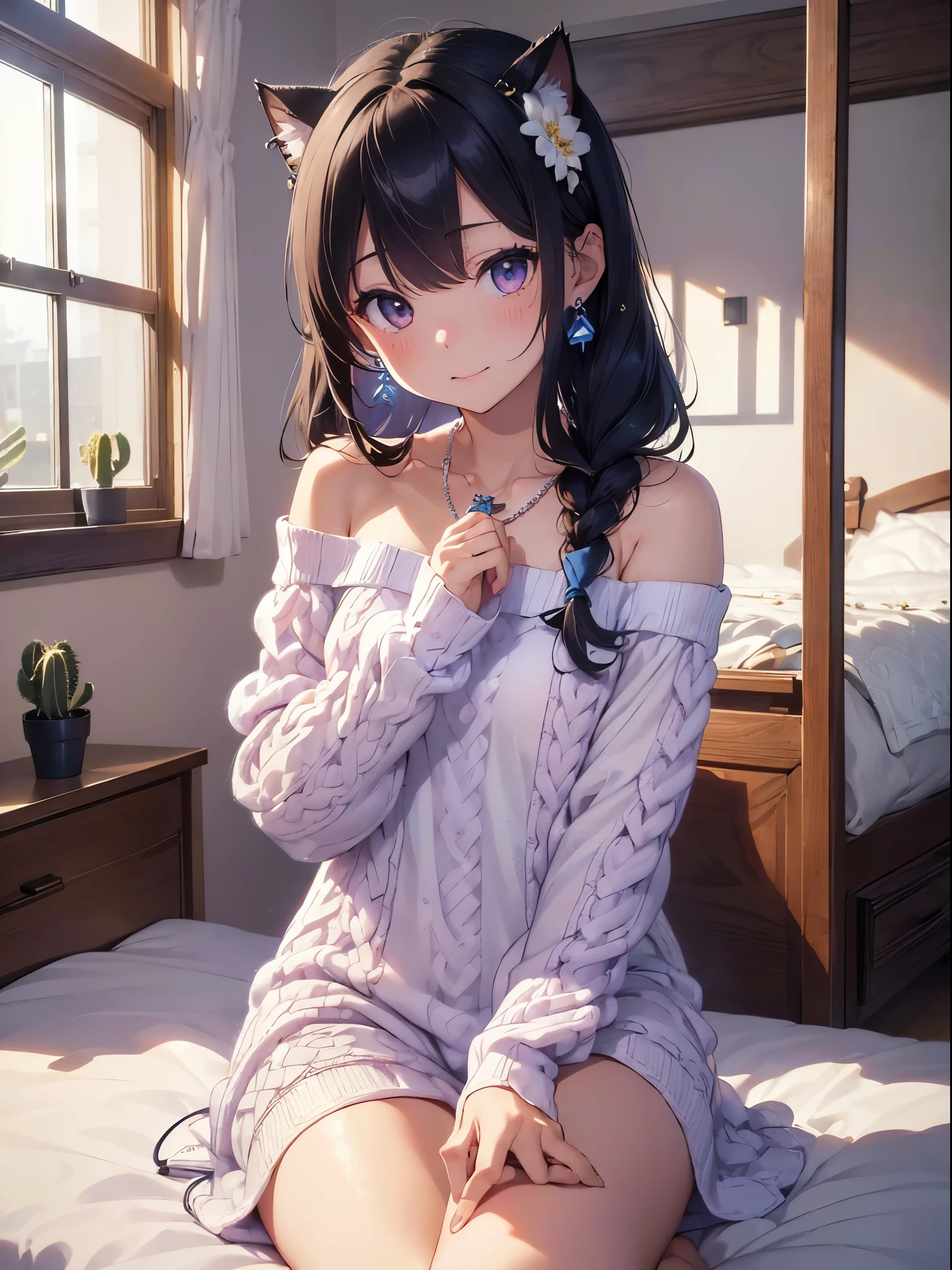 ((best quality, masterpiece, absurbres, super-resolution)) 1 girl, lavender \(flower\), relax, ((cozy vibe)), flowercore, slow life
