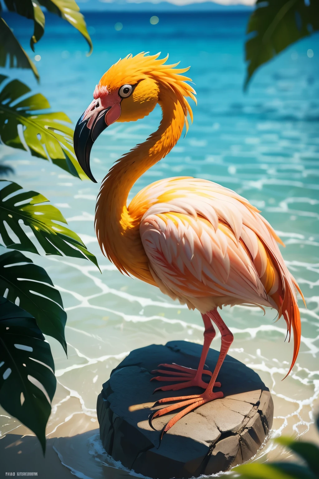 yellow flamingo, ultra detailed, high quality, 8k resolution
