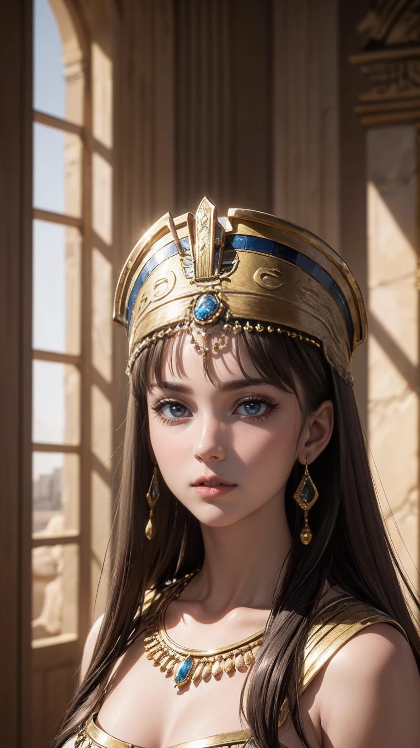 ((最high quality, 8K, masterpiece: 1.3, Ultra HD, high quality, 最high quality, High resolution, realism)) 、It's Cleopatra、Inside an ancient Egyptian palace
