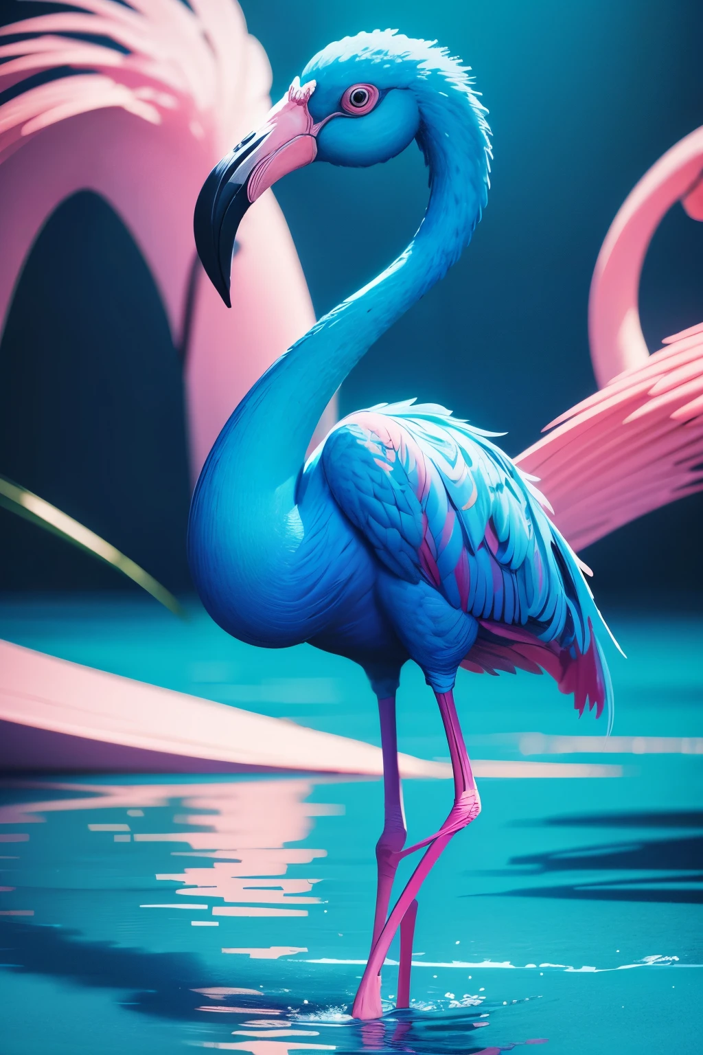 blue flamingo, ultra detailed, high quality, 8k resolution