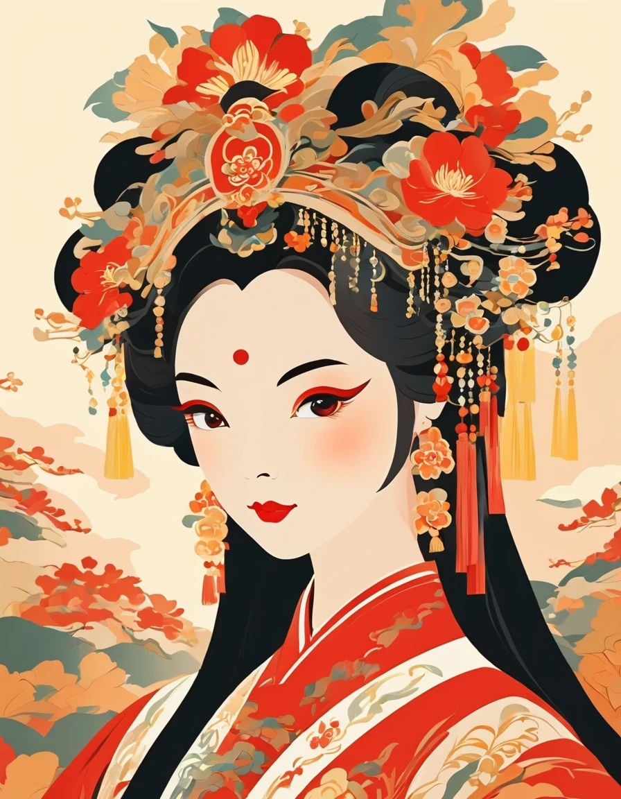 vector art，Peking opera girl，vector illustration vector illustration，Flat design style Flat design style，flat illustration flat illustration