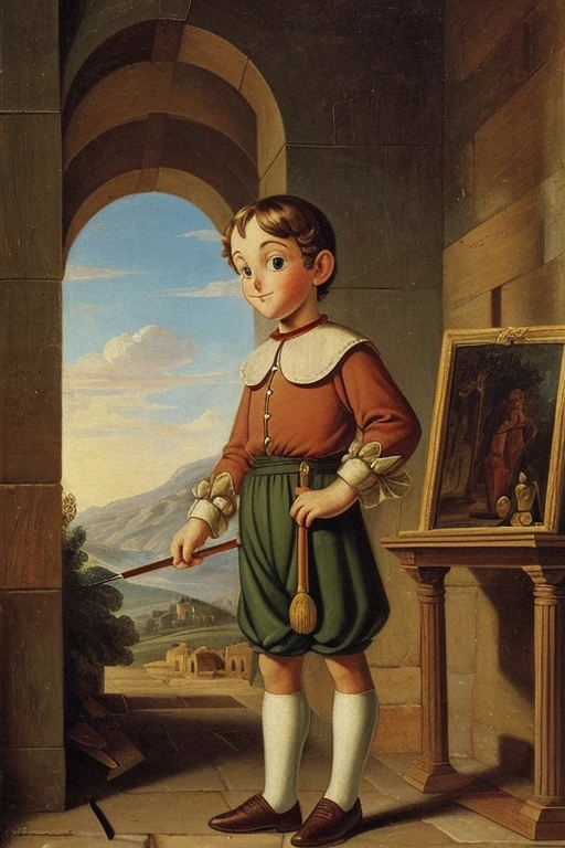 a classicist painting of Pinocchio