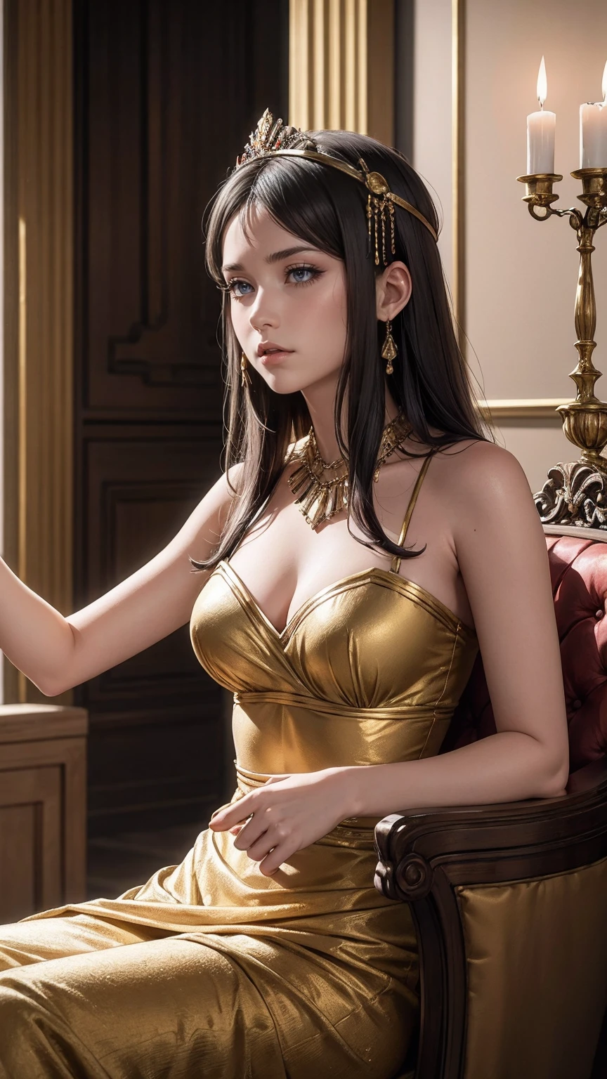 ((最high quality, 8K, masterpiece: 1.3, Ultra HD, high quality, 最high quality, High resolution, realism)) 、It&#39;s Cleopatra、Inside an ancient Egyptian palace、Use your body to seduce Julius Caesar of Rome