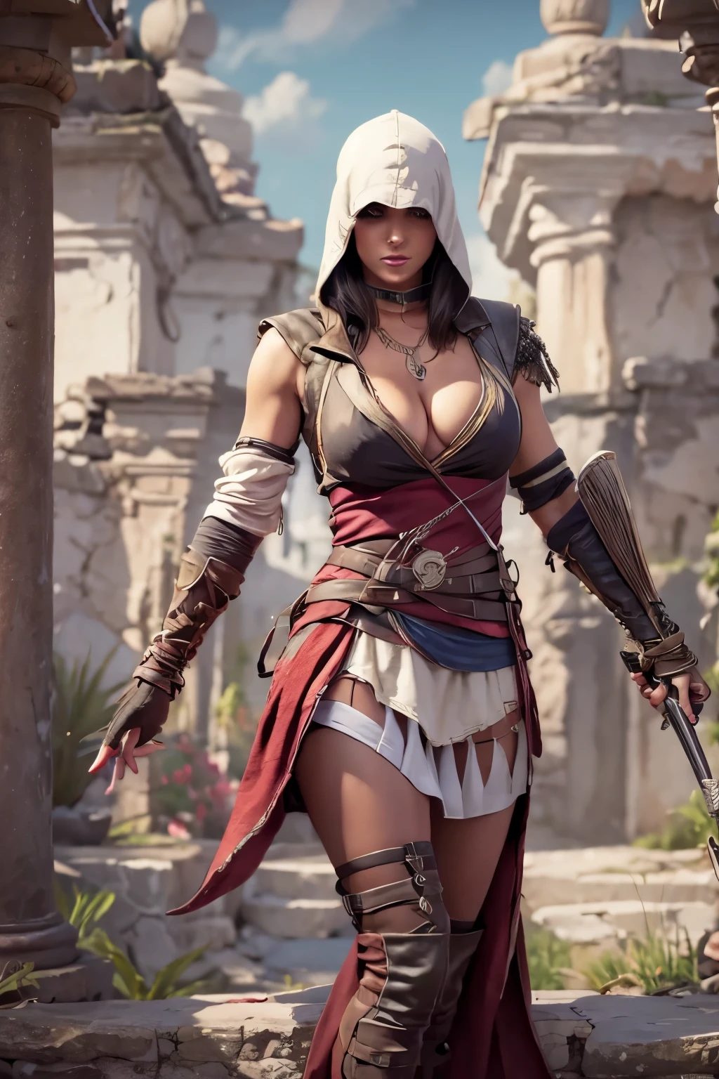 Very nsfw, extremely detailed Kassandra Assassin's Creed Universe sexy pose, revealing clothing, 