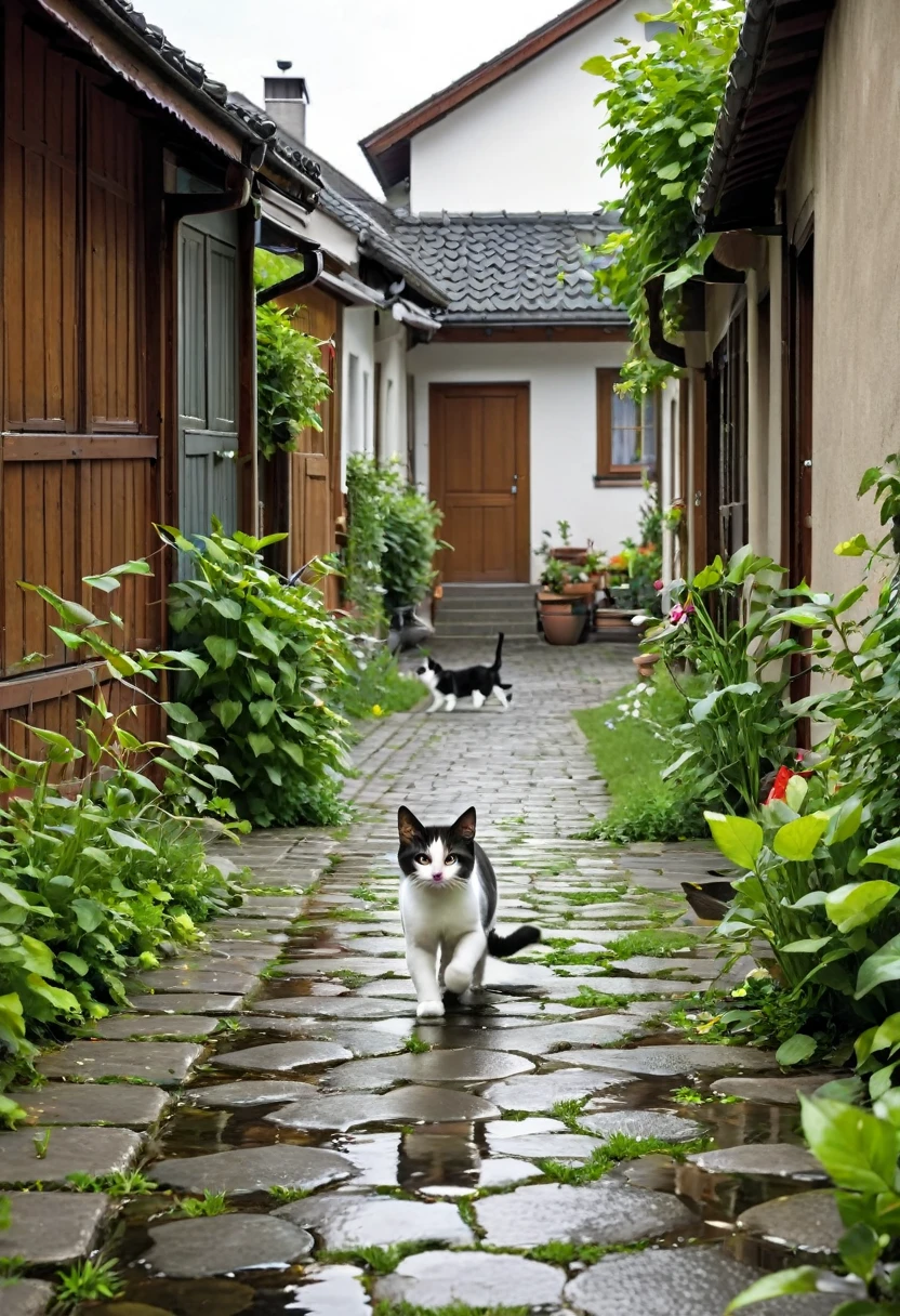 Katzen spielen draussen, Cats run everywhere
