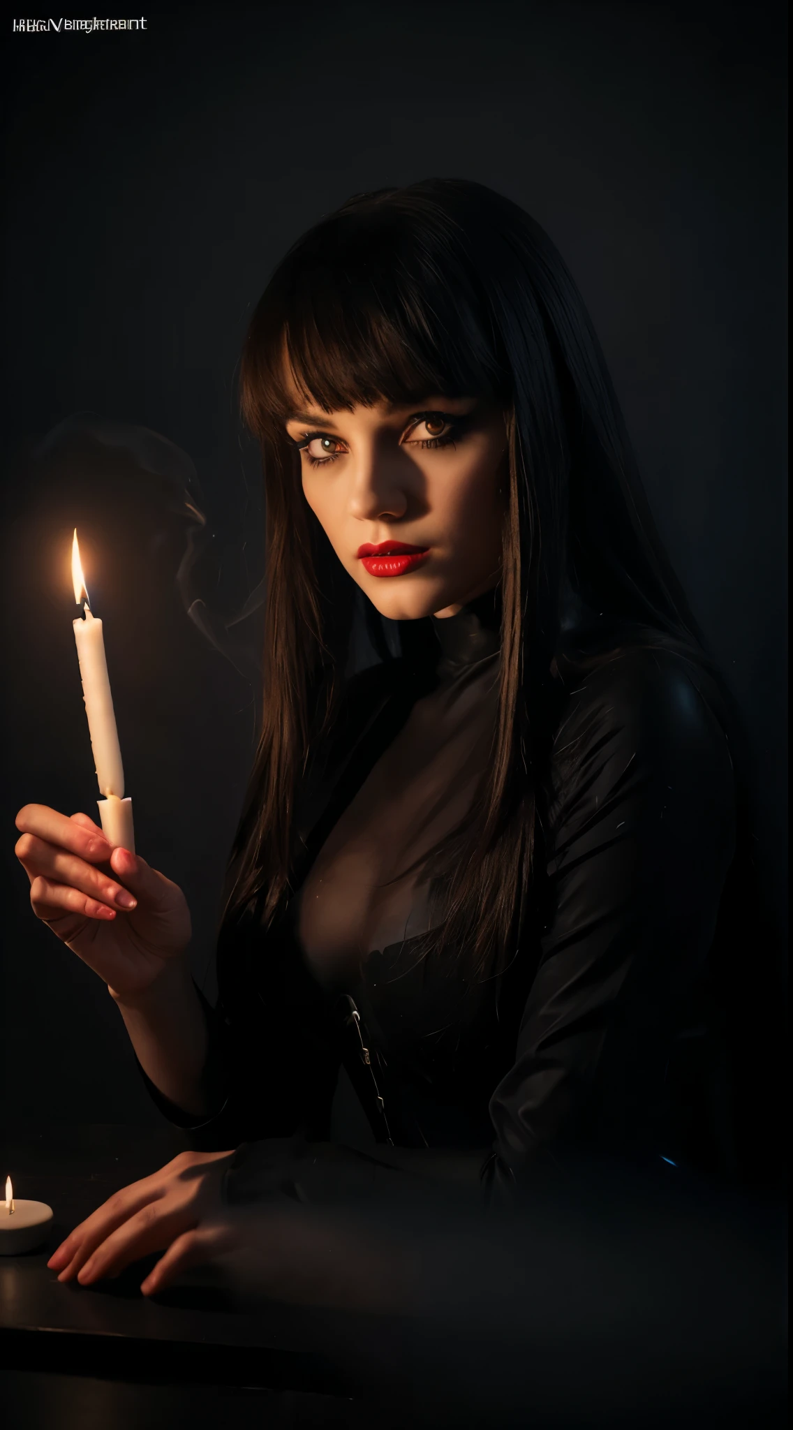 (best quality,4k,8k,highres,masterpiece:1.2),ultra-detailed,(realistic,photorealistic,photo-realistic:1.37),Satanic sexy Nun,illustration,oil painting,gothic style,nun outfit,dark atmosphere,black and red colors,dimly lit setting,detailed facial features,piercing red eyes,dark lipstick,seductive expression,demonic aura,mysterious background,hauntingly beautiful,religious symbolism,sinister symbolism,sacred candles,ominous shadows,subtle smoke effects,sharp focus,vivid colors,deep contrast,soft brush strokes,ethereal glow.