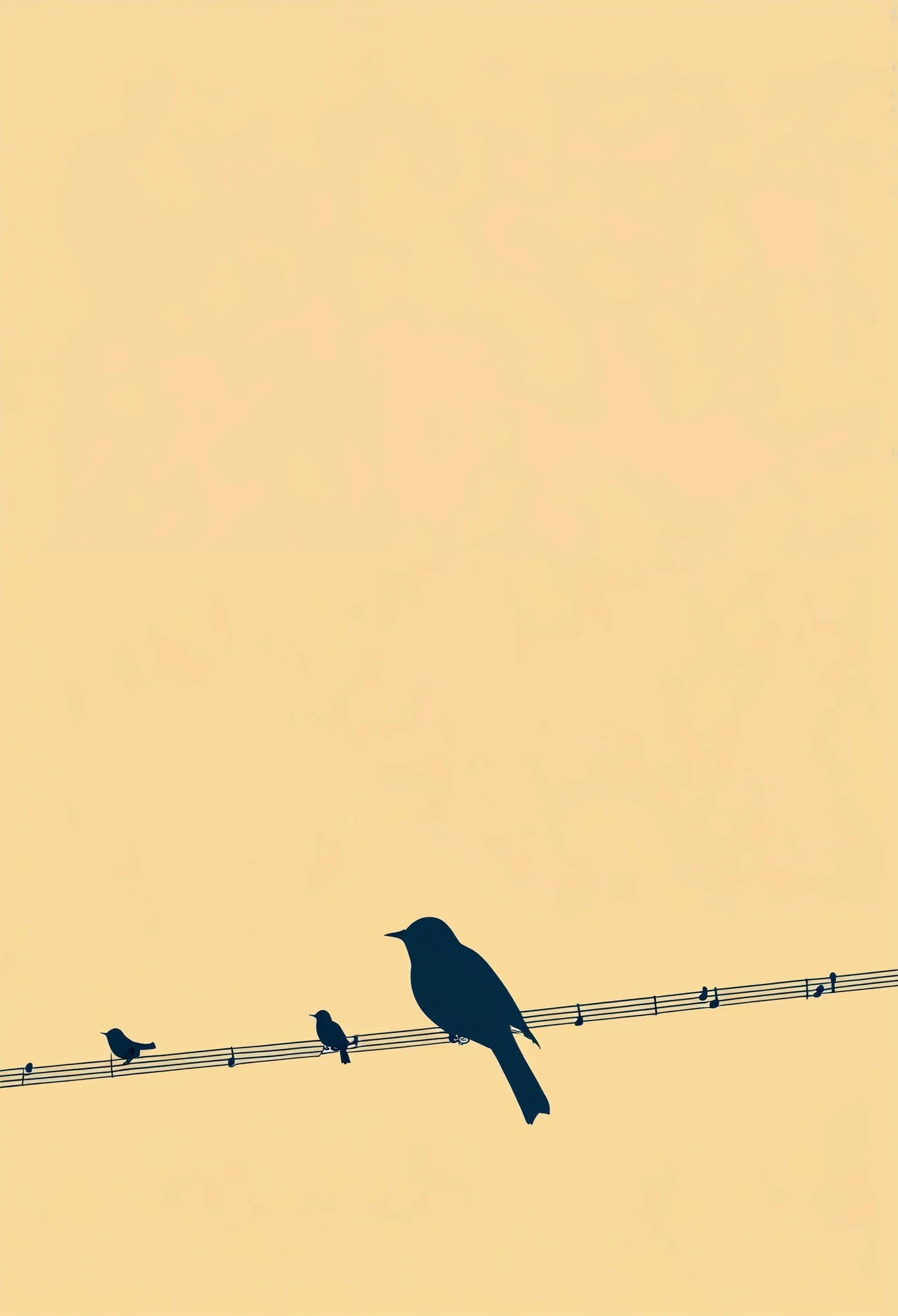 (best quality,4K,8K,high resolution,masterpiece:1.2),simple narrative,bird on wire，Rhythm like sheet music，Vector Graphics,Simple design tips,minimalist,pastel color palette,Carefully chosen color schemes to highlight key points,Bold and simple composition,Use white space strategically.

