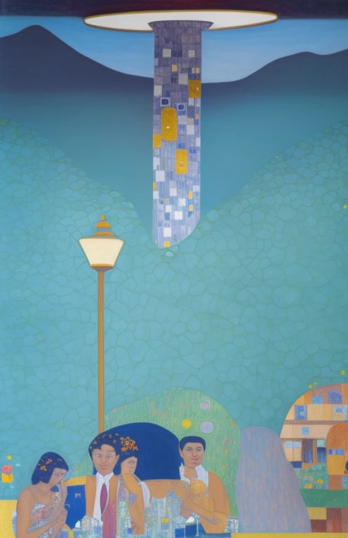 in the bar, Gustav Klimt style