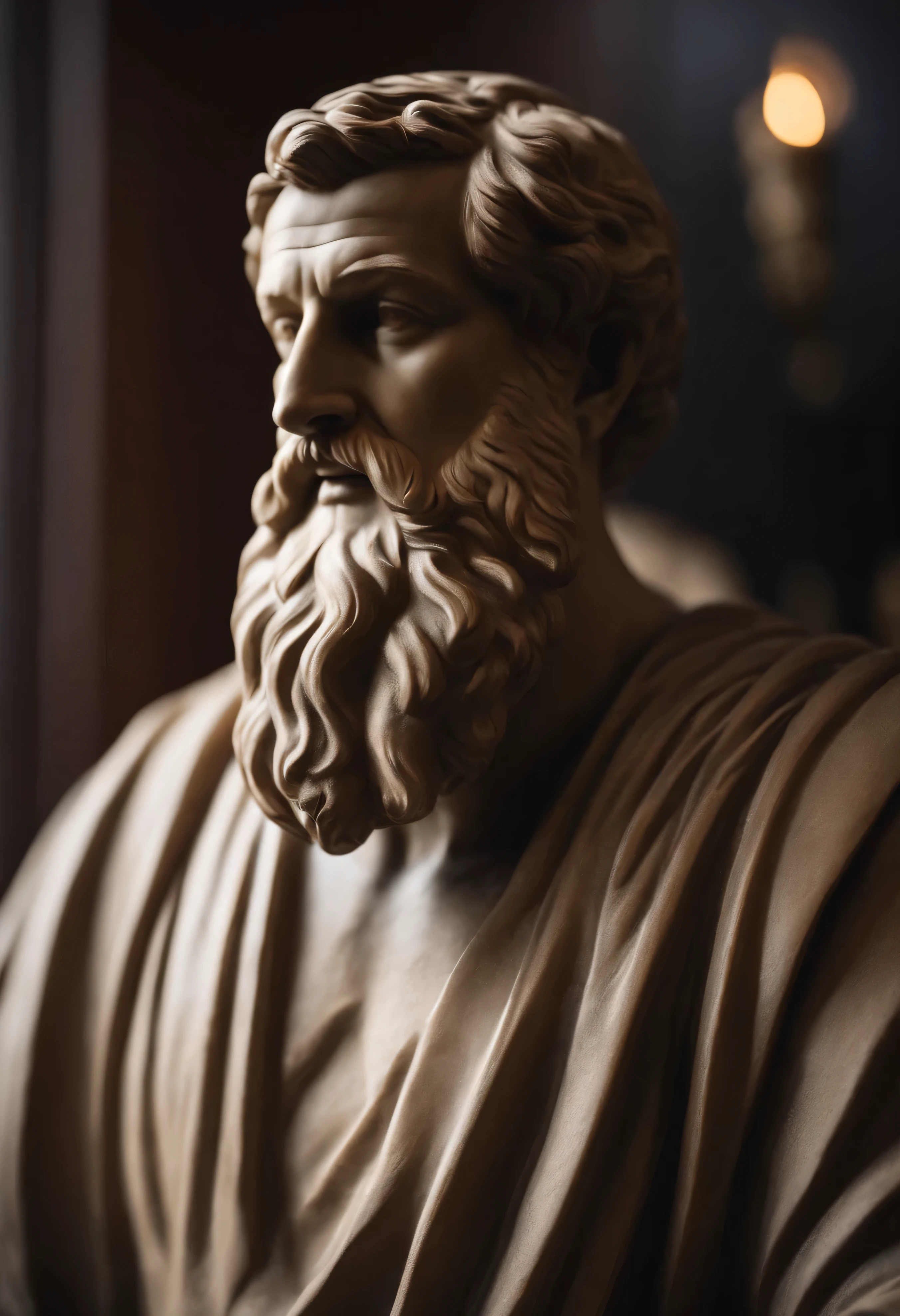 a close up of a statue of a man with a beard, stoicism, stoic and calm, stoic face, inspired by Exekias, stoic attitude, no man, stoic, inspired by Apelles, philosophical, manliness, inspired by Cornelis de Man, ethos of ego, portrait zeus, the the man mediating in his room