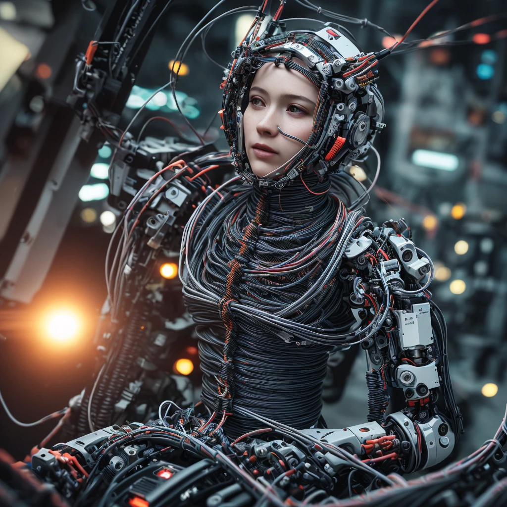 (((masterpiece))), (((Best Quality))), ((Ultra-detailed)), (High Definition CG Illustration), ((extremely delicate and beautiful)), (delicated face), Cinematic Light, ((1 Mechanical Man Leonardo Da Vinci project style)), Solo, full body flying, (Machine-made joints:1.4), ((Mechanical limb)), (Blood vessels attached to tubes), ((Mechanical vertebrae attached to the back)), ((mechanical cervial attaching to neck)), ((Sitting)), deadpan, (Wires and cables attached to the head and body:1.5), (Character Focus), Science fiction, 4k UHD, dark vibes, hyper detailed, vibrant colours, epic composition, octane render, sharp focus, high resolution isometric, (film grain:1.3), The light is sparkling, high quality photography, 3 point lighting, flash with softbox, 4k, Canon EOS R3, HDR, smooth, sharp focus, high resolution, award winning photo, 80mm, f2.8, bokeh