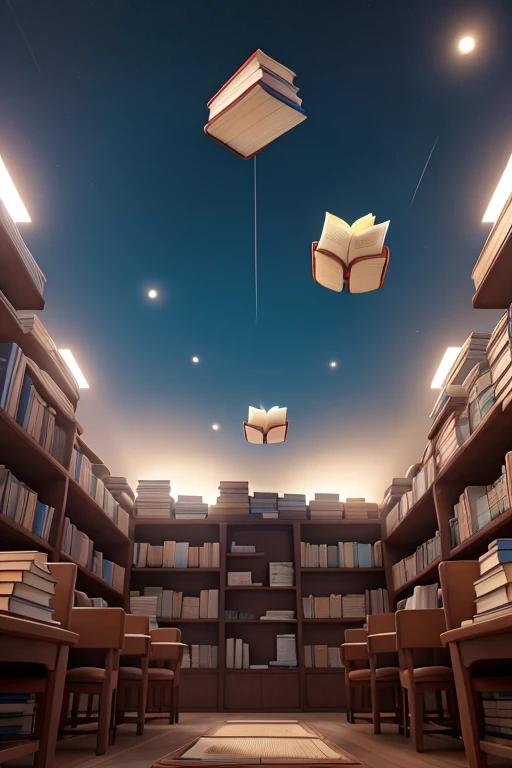 in the sky with flying books