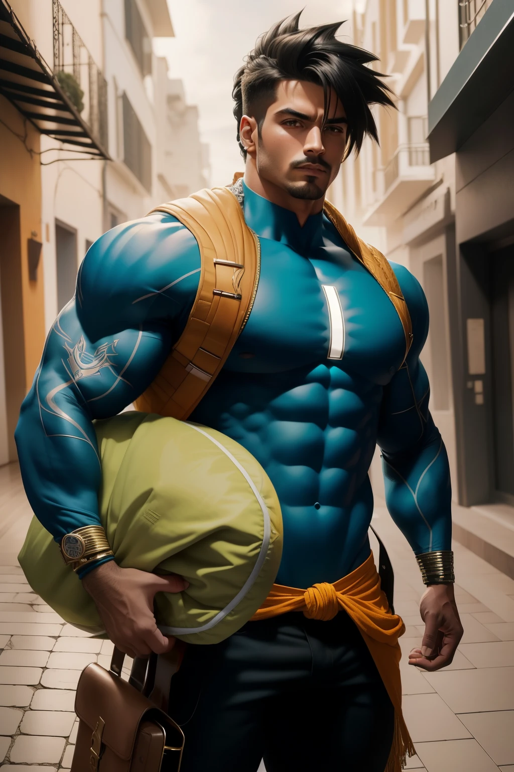 (best quality, HDR, ultra-detailed, realistic:1.37), wearing cybernetic attire, muscular and athletic physique, extremely large, hair like Goku's Super Saiyan, warrior, barbarian, visible chest and abdomen, cyberpunk style, vibrant colors, intense lighting, (Macho:1.3), muscle, 1 menino, big muscle, peitoral, big peitoral, musculoso, homem maduro, homem de 45 anos, adulto,1 homem, old macho, corpo perfeito, um rosto extremamente delicado e lindo detalhado, (( preto_olhos:1.3))), olhos intrincados, lindos olhos detalhados, symmetrical eyes, cabelo muito longo moderno, (((preto very long hair))), cabelo grande, rosto perfeito, estilo de cabelo bonito, Perfect proportions, viril, muito homem viril ((rosto detalhado)), Sorriso, olhos expressivos, (ultra-detalhado:1.3), lindo brilho detalhado, finamente detalhado, ultra-detalhado, (sweater, arabic fashion, arabian grey sweater, grey sweater, jeans, camisa branca , male characteristics, estilo moderno, arab clothes), (((sweater árabe, sweater cinza árabe, vestindo um sweater cinza árabe:1.3, sweater árabe cinza))), (arabic jewelry, colar intrincado), ((bulge in pants)), (((roupa intrincada, roupas intrincadas, roupa ornamentada))), (dynamic pose:1.2), envergonhado, (centrado, scale to fit dimensions, rule of thirds), ((snowy pine forest at night )),com nuvens escuras e tempestuosas,inverno,Scenario:1.25,((fundo de floresta de neve)),Christmas tree, high resolution,sharp focus,(ultra detalhado,extremamente detalhado),(Arte fotorrealista:1.37), (papel de parede extremamente detalhado CG unit 8k),(((cores vibrantes,tema vibrante))),(intrincado),(obra de arte),(Melhor qualidade),