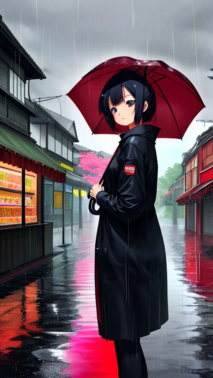 ultra high resolution、supreme masterpiece、umbrella、rain、Showa retro candy shop