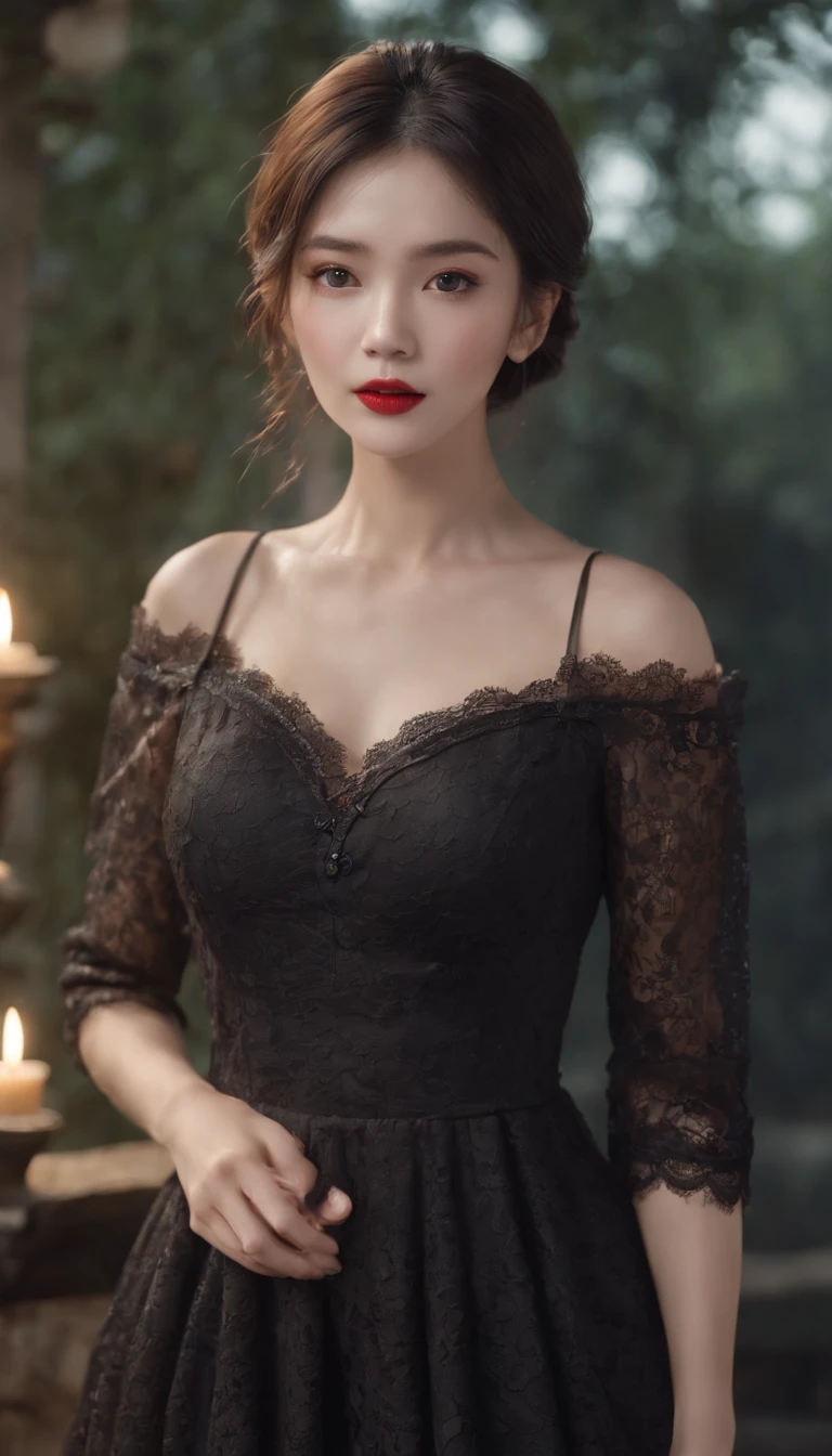 1 girl,(long hair:1.1),(Full body female love:1.3), (actual:1.7),((best quality)),absurd,(ultra high resolution),(lifelike:1.6),lifelike,Render by Octane,(surreal:1.2), (照片般lifelike脸:1.2), (8K), (4K), (masterpiece),(actual skin texture), (illustration, movie lighting,wallpaper),( beautiful eyes:1.2),((((perfect face)))),(Lovely),(black hair),(short hair),black eyes,red lips, nice,perfect face, (lace dress:1.4),dark shadow,beam,Glass,(brokenGlass:1.34),male perspective,Light Blonde,water,movie lighting灯光,Dark,