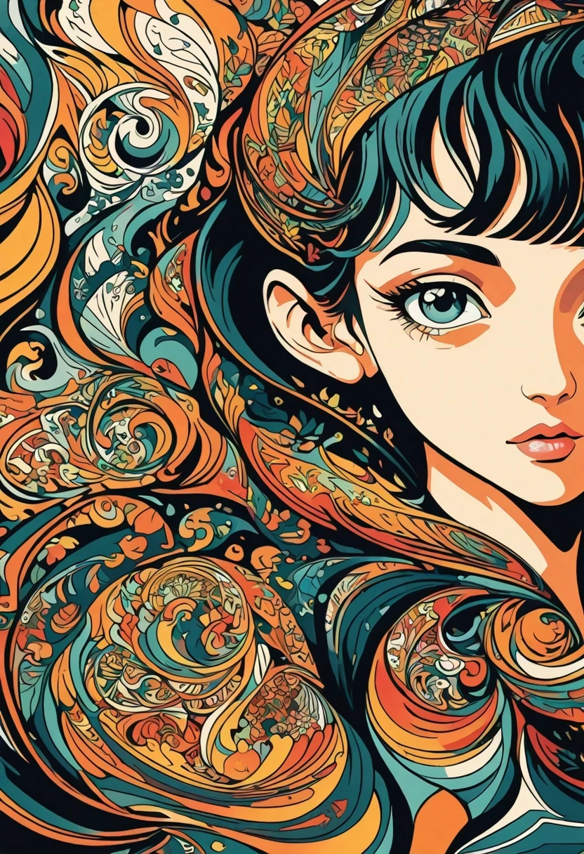 (vector art style:1.5),poster design,Zentangle,fractal art,geometric paradox