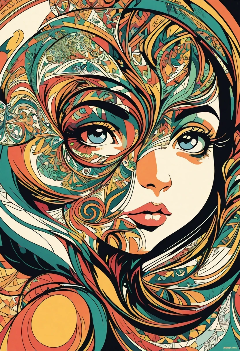 (vector art style:1.5),poster design,Zentangle,fractal art,geometric paradox