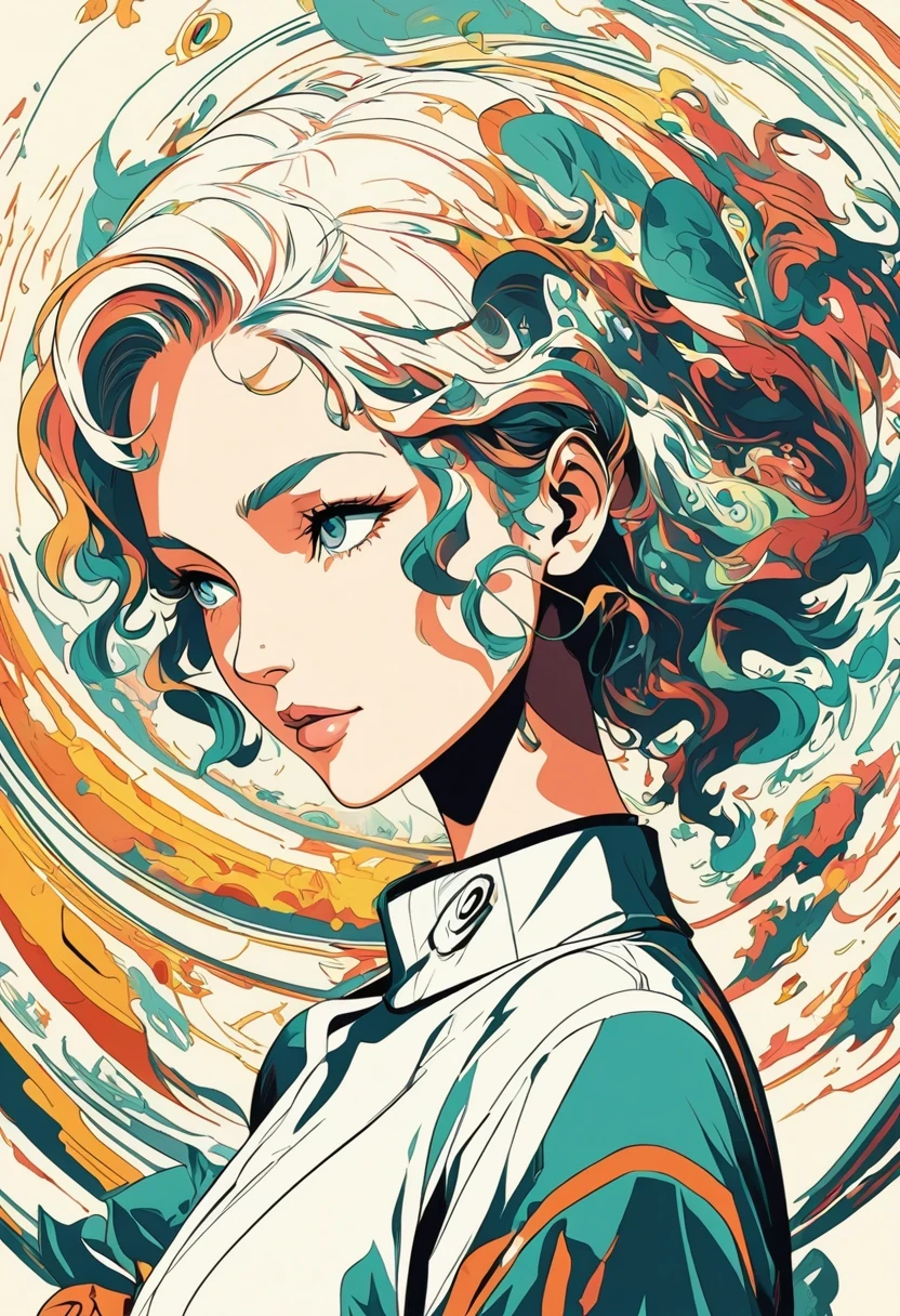 (vector art style:1.5),simple geometric shapes and lines,By color、Gradient、Shadows and other methods to enhance the visual effects and layering of graphics。 vector art style has simplicity、clean、modern visual features,Ghost in the Shell in 90s retro anime style, science and technology, Science fiction, futuristic, Surrealism, Akira style, Advanced Litigation, Detailed line art, fine details, Greg Rutkowsky Makoto Shinkai Kyoto Animation Key Art female head-up shot