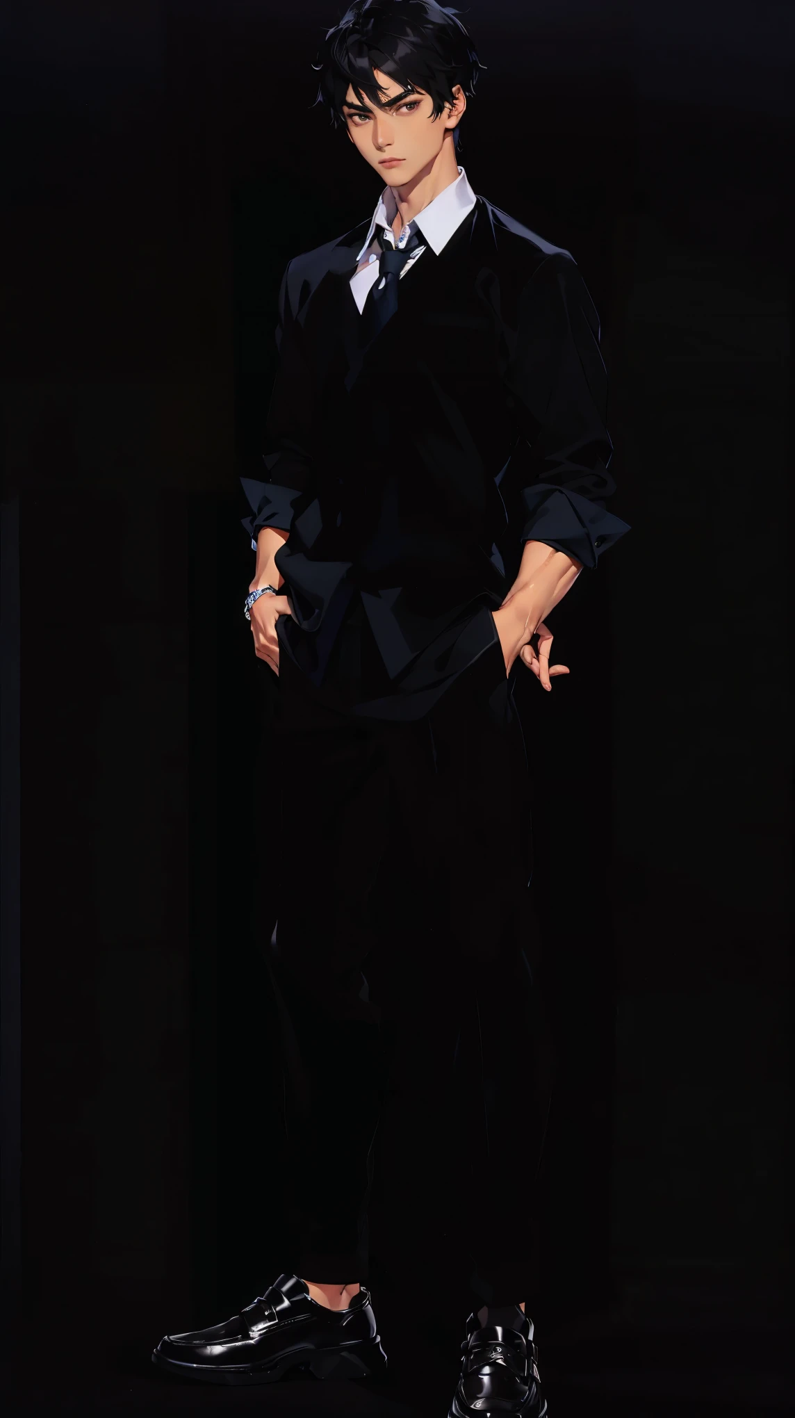 ((best quality,4k,highres,masterpiece:1.2)),((character concept art)), 1 male, age male, Japanese High School Athlete, ((short black hair)), black hair, (fair skin colour), ultra finely detailed eyes (black eyes colour), handsome, athletic, schoolboy, lean muscular body build, ((intricate detail)), super finely detailed hands, ultra finely detailed fingers(((ten fingers))), wearing white short sleeves school shirt, black school pants, black school loafers, (standing confidently), (full body showcase), (show full body), (no logos on background), (no logo), ((plain background)), ((plain background)), (((empty background)))