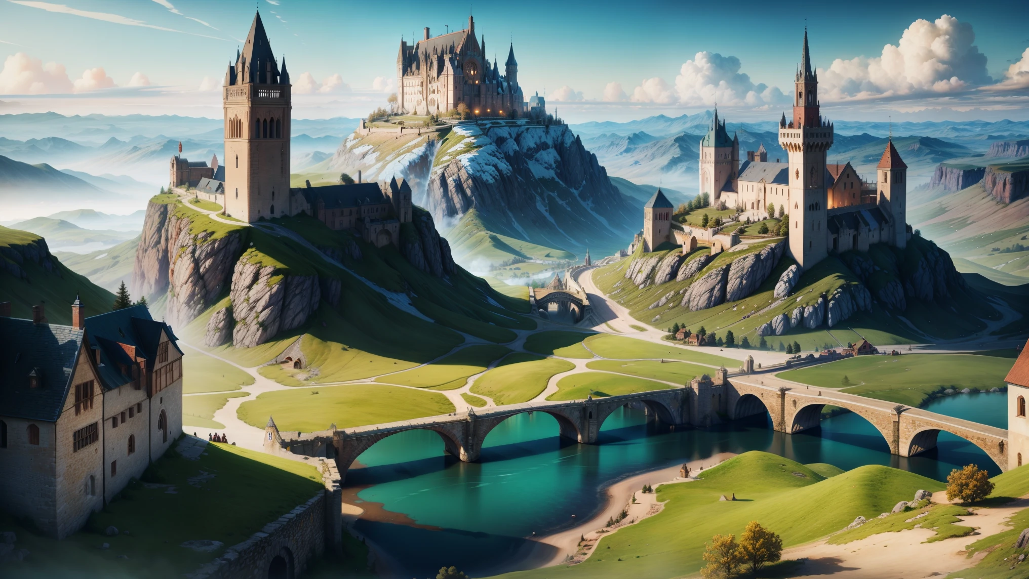 Medieval landscape, pretty, hiperdetailed, 4K
