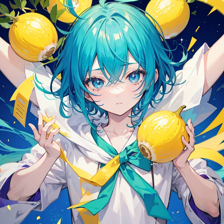 Anime boy with a lemon as a head
