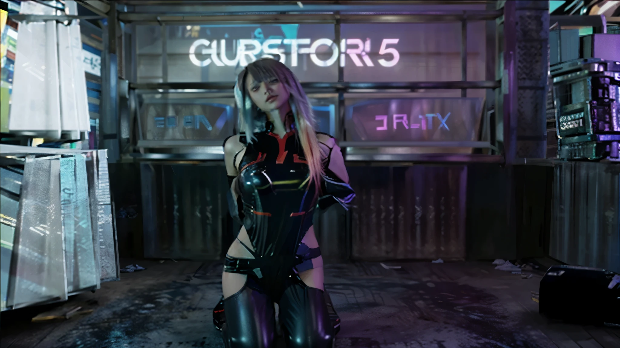 garota corpo, cyberpunk, neon, roupa de couro inteiro::5 chromatic::3 cyberpunk::5 --aspect 16:9 --version 6 --quality 1 --chaos 20