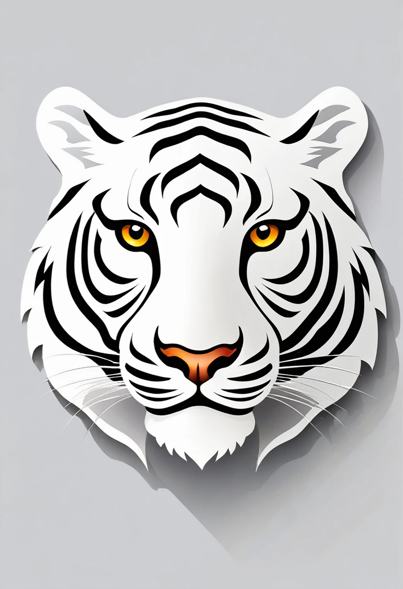 White tiger head vector art, flat vector art using simplicity in vector art、Pure expression，Highlight simplicity and clarity of form，Bring simplicity and modernity to your work