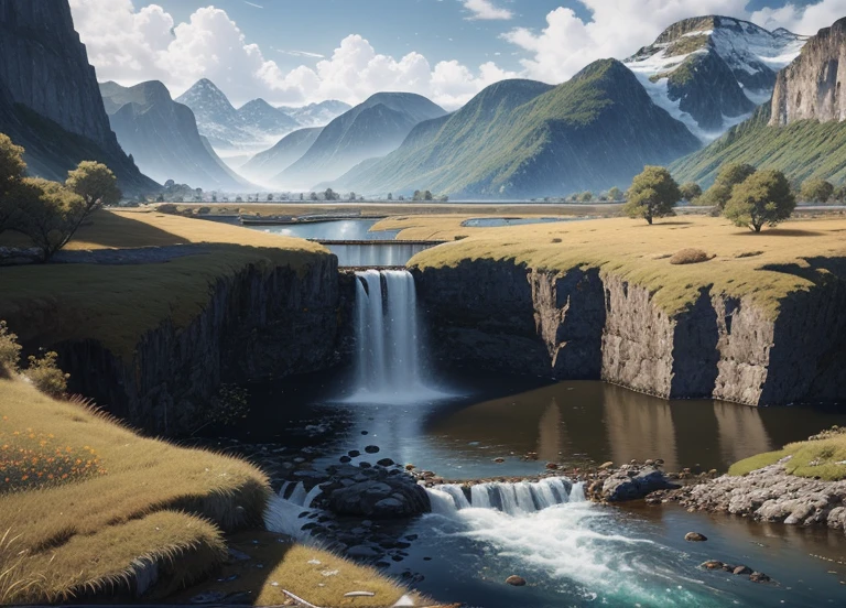 landscape, water, (extremely detailed CG unity 8k wallpaper), most beautiful artwork in the world, professional majestic oil painting, intricate, High Detail, Sharp focus, dramatic, photorealistic painting art