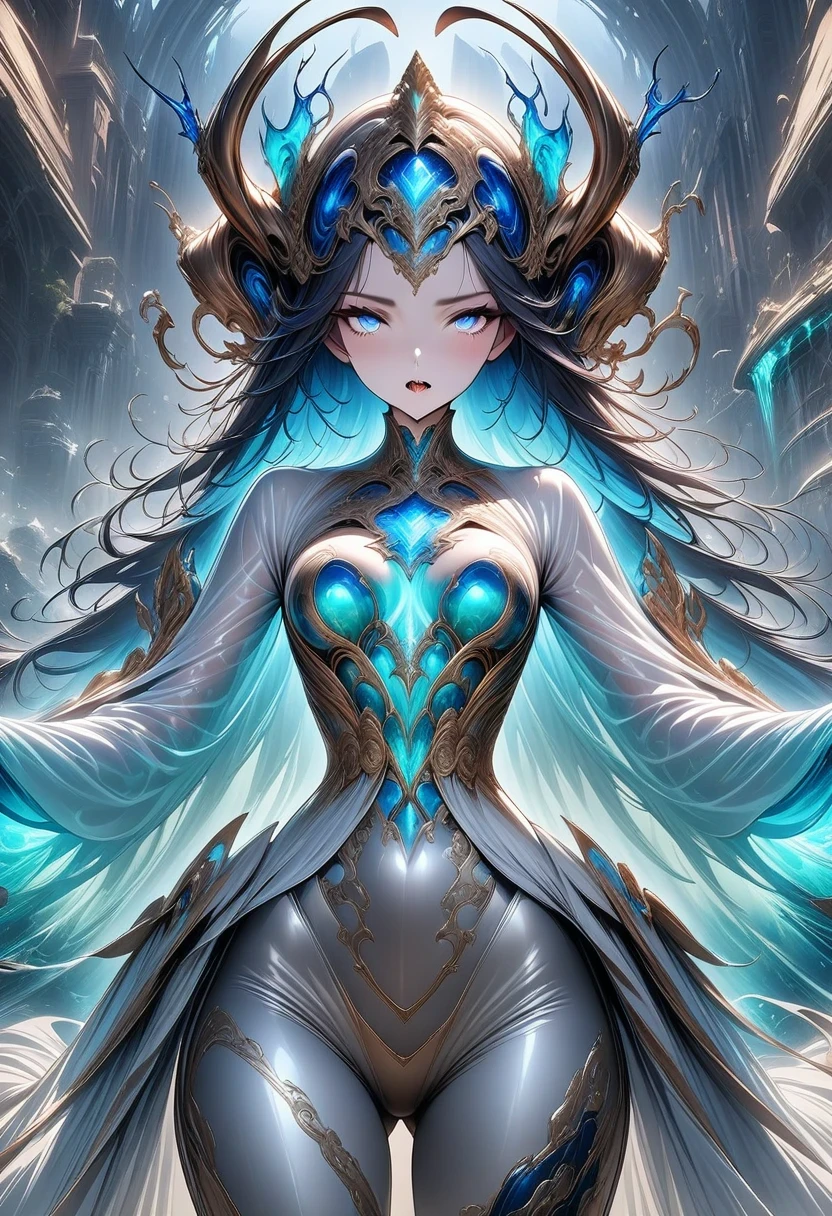 luxury style, masterpiece, Intricate details, best quality, high dynamic range,
Edit High Fashion Photos, Biomechanical Aquatic Alien, Gem-encrusted biomechanical forearms, Antennae and sharp, open jaws, Glowing blue liquid flows through clear tube chest cavity, complicated, high-end, luxury, Works of art by Goro Fujita, bronze、silver and blue, glowing emerald eyes, sharp teeth, Influenced by Beetleburg,
network,