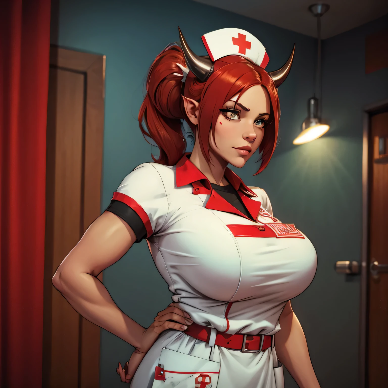 Nurse with red horns 