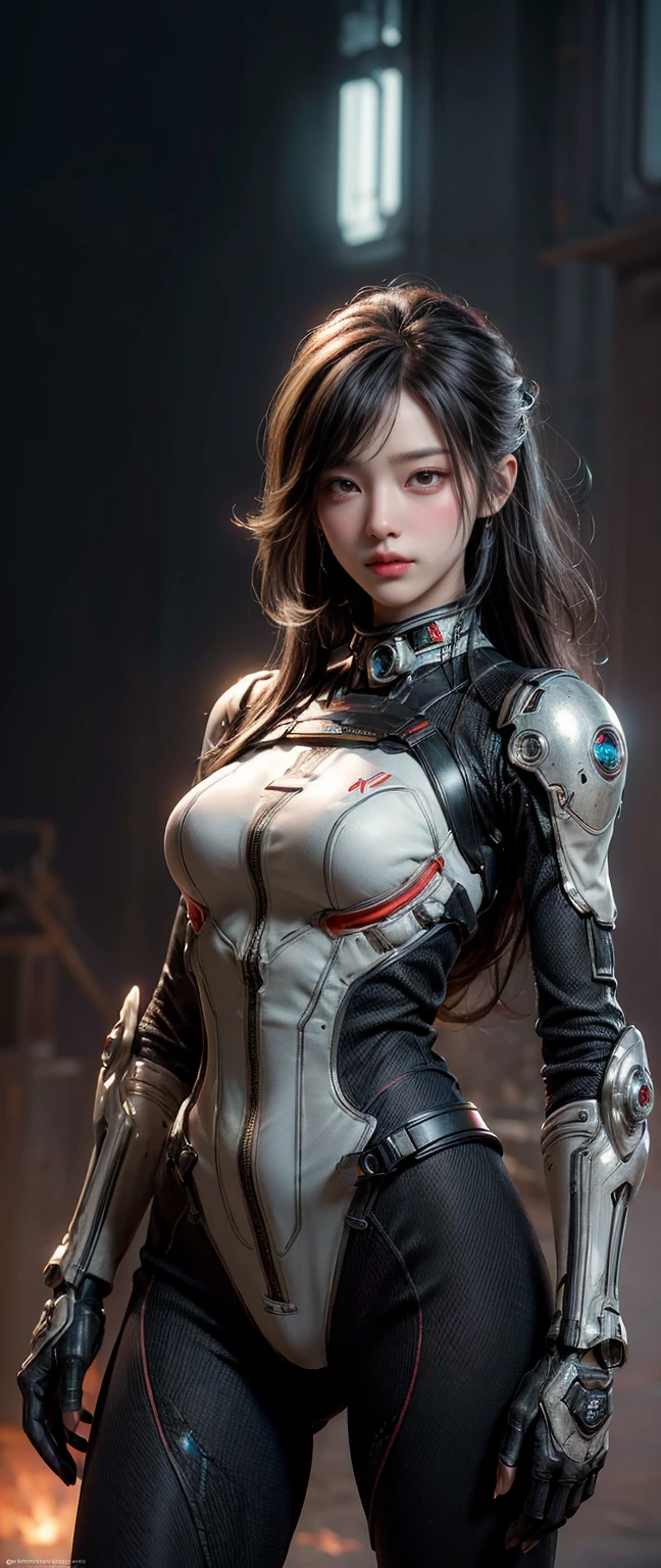 ((masterpiece, highest quality, Highest image quality, High resolution, photorealistic, Raw photo, 8K)), Ultra Wide Angle, Alien Landscape, A female stands next to an Alafedro robot on top of a hill, influenced by Stefan Koidl's background of discarded mechas. The art created by Craig Mullins, specifically in the style of Craig Mullins' Necro, portrays a detailed and futuristic science fiction scene. The emphasis is on SF concept art, with vivid colors and sharp focus. The overall lighting captures the essence of concept art in films,