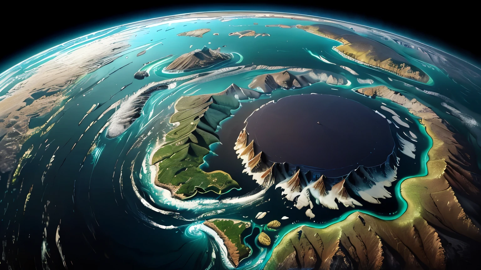 Draw me an imaginary map of the other world, a stunning masterpiece in ultra-high resolution, with every detail meticulously portrayed. The map shows a land-to-water ratio of 29.2% to 70.8%, emphasizing the vastness of the shimmering oceans that dominate this world.
The map highlights the presence of inland water areas, including meandering rivers, picturesque lakes, and sprawling water reservoirs. These watery expanses provide a lifeline to the diverse ecosystems thriving within them, supporting a rich diversity of aquatic life, including vibrant fish, graceful birds, and the delicate balance of chemicals that make up the ecosystem.
The topographical features of this world are intricately showcased through a color-coded legend. Dark red hues mark the majestic