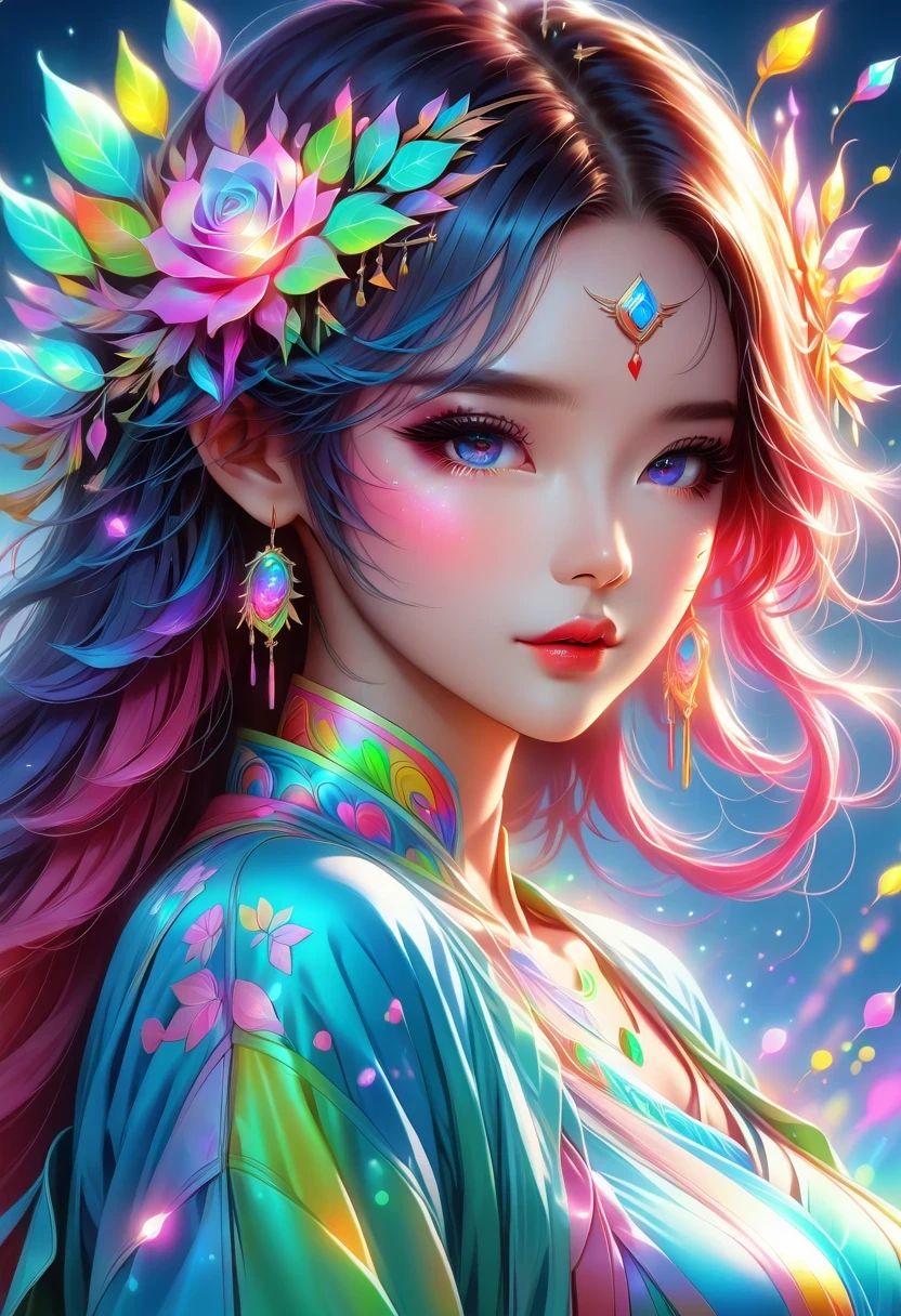 anime girl，Colorful hair and colorful clothes, Rose draws pastel vibrant, rossdraws cartoon vibrant, anime style 4k, Beautiful anime portrait, colorful art!!!, ! dream art, beautiful anime girl, Anime style digital art, Anime Art Wallpaper 4k, anime art wallpaper 4k, digital animation art, Very detailed artgerm  