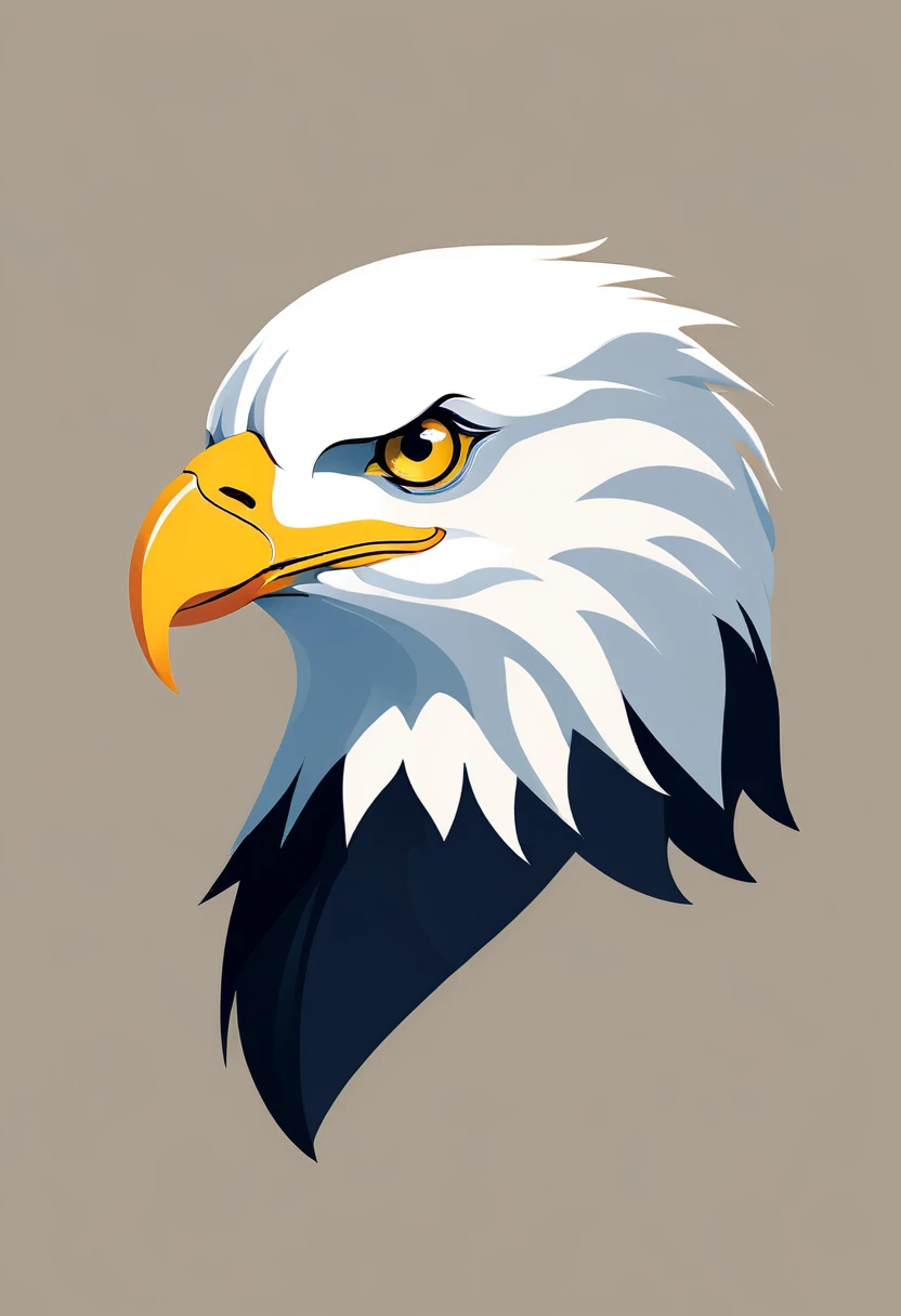 White eagle head vector art, flat vector art using simplicity in vector art、Pure expression,Highlight simplicity and clarity of form,Bring simplicity and modernity to your work